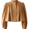 PFW 2026 Oprah Winfrey Cropped Suede Jacket
