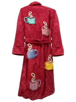 Spa & Lounge Wear Maroon Terry Towel Bathrobe