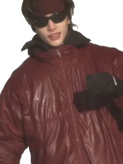 Stray Kids Hyunjin Maroon Leather Jacket