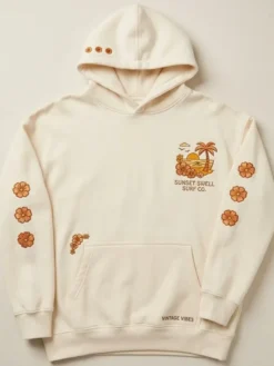 Sunset Surf Off White Vintage Hoodie