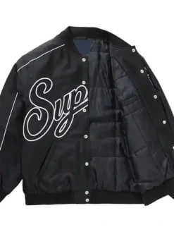 Alternative view of Supreme Contrast Script Black Varsity Jacket