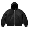 Supreme Schott Black Hooded Leather Jacket