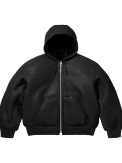 Supreme Schott Black Hooded Leather Jacket