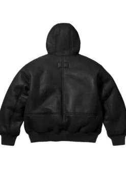 Supreme Schott Hooded Black Leather Jacket