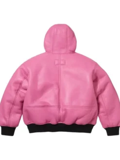 Supreme Schott Hooded Pink Leather Jacket