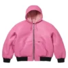 Supreme Schott Pink Hooded Leather Jacket