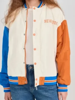 Team NBA New York Knicks Satin Full-Snap Varsity Jacket