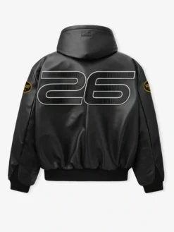 Vanson Essentials Leather Hooded Bomber