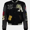 Varsity Patch Wool Blend And Black Leather Jacket