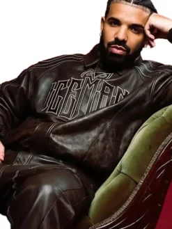2026 Drake Iceman Brown Leather Jacket