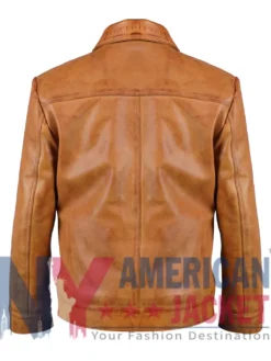 Aaron Leather Taylor-Johnson Brown Jacket