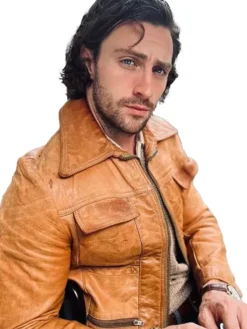 Aaron Taylor-Johnson Brown Leather Jacket