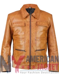 Aaron Taylor-Johnson Leather Brown Jacket