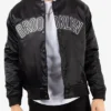 Brooklyn Nets Black Satin Bomber Jacket
