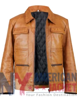 Brown Aaron Taylor-Johnson Leather Jacket