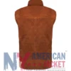 Brown Suede Leather Quilted Fur Vest