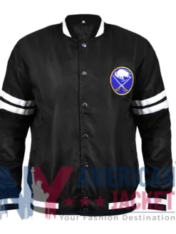 Buffalo Sabres Black Satin Bomber Jacket