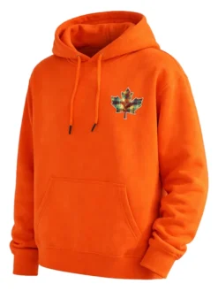 Canada Pride Tartan Leaf Orange Print Hoodie