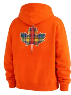 Canada Pride Tartan Leaf Print Orange Hoodie