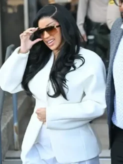 Cardi B 2026 Los Angeles White Jacket Front