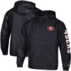 Champion San Francisco 49ers Packable Black Hooded Windbreaker Half-Zip Jacket