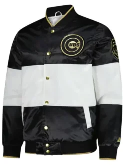 Chicago Cubs Black and White Satin Jacket