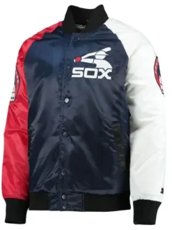 Chicago White Sox Navy Blue and Red Satin Jacket