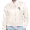 Colorado Rockies Printed Logo Satin Varsity Jacket