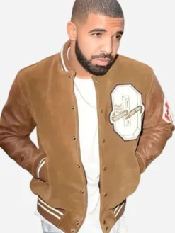 Drake Brown Suede Leather Varsity Jacket