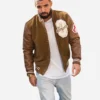 Drake Suede Brown Leather Varsity Jacket