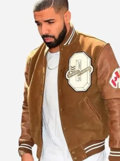 Drake Suede Leather Brown Varsity Jacket