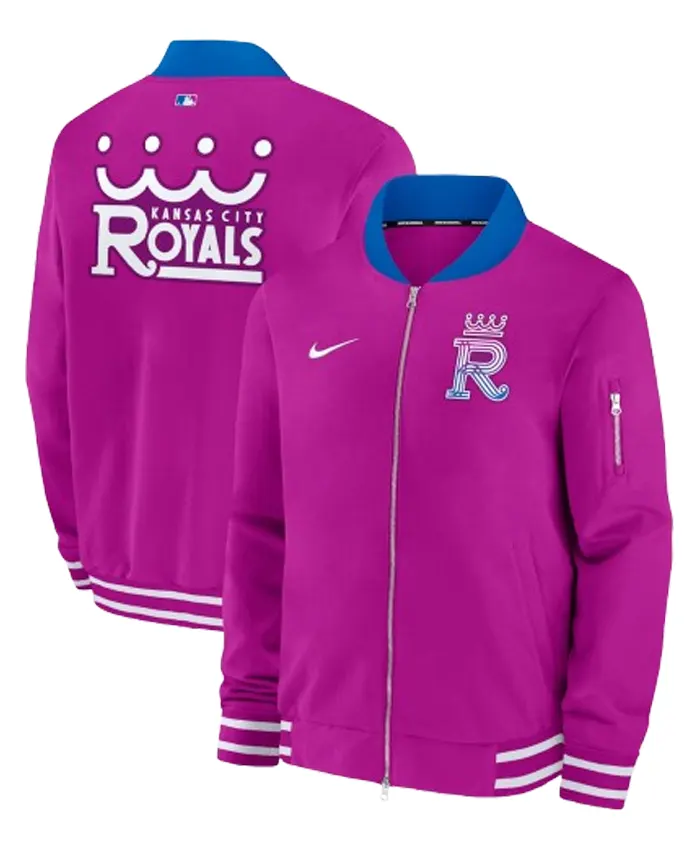 Kansas City Royals Nike Purple 2026 City Connect Authentic Collection Relaxed Full-Zip Bomber Jacket