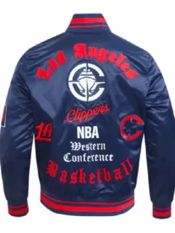 LA Clippers Classic Old English Blue Rib Jacket