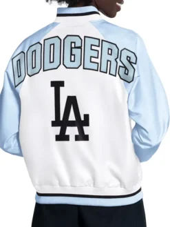 Los Angeles Dodgers Light Blue and White Starter Blitz Varsity Jacket