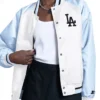 Los Angeles Dodgers Light Blue and White Starter Blitz Varsity Jacket For Womens