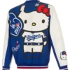 Los Angeles Dodgers x Hello Kitty Blue and White Bomber Jacket Back
