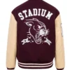 Maroon And Beige Varsity Jacket