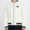 Men's Embroidered Stadium Leather Varsity Jacket