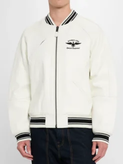 Men's Embroidered Stadium Leather Varsity Jacket