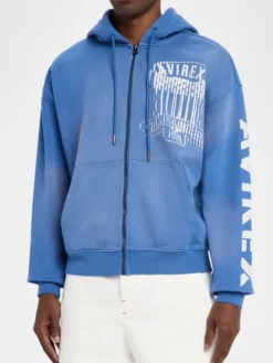 Men’s Icon Patch Distress Full-Zip Washed Hoodie