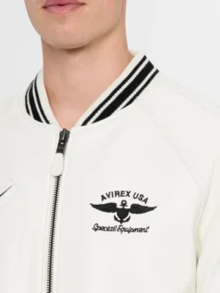 Men's Stadium Embroidered Leather Varsity Jacket