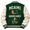 Miami Hurricanes Green And White Letterman Jacket