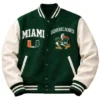 Miami Hurricanes Letterman Green And White Jacket