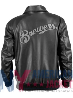 Milwaukee Brewers Black Bomber Leather Jacket