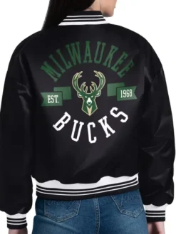 Milwaukee Bucks Printed Logo Satin Jacket