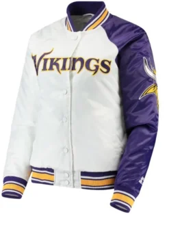 Minnesota Vikings Starter White and Purple Satin Jacket