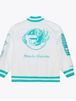 Mitchell & Ness Memphis Grizzlies Hardwood Classics Arctic Lightweight Full-Snap Satin Bomber Jacket