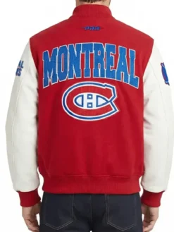 Montreal Canadiens City Arch Full-Snap Navy Red and White Varsity Jacket