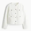 M&s Collarless White Denim Jacket