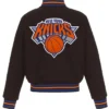NY Knicks Embroidered Black Varsity Wool Jacket